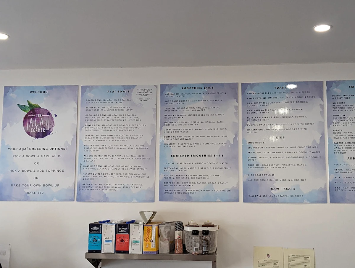 Menu, The Acai Corner