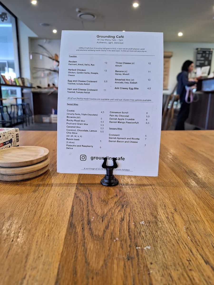 Menu, Grounding Cafe