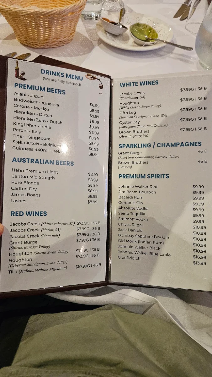 Menu, Cinnamon Spice Indian Restaurant