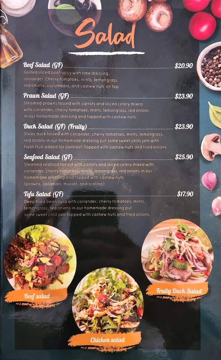 Menu, Try Thai Restaurant