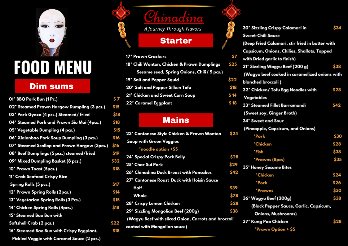 Menu, Chinadina