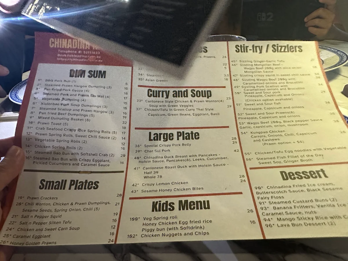 Menu, Chinadina