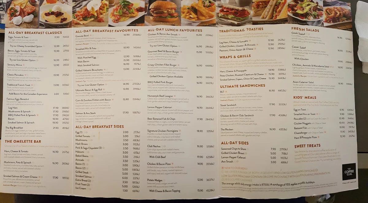 Menu, The Coffee Club