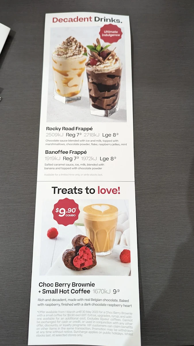 Menu, The Coffee Club