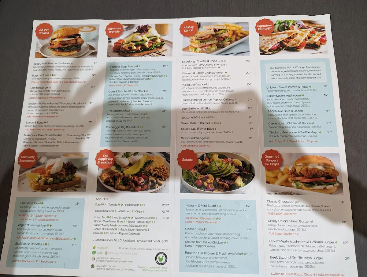 Menu, The Coffee Club