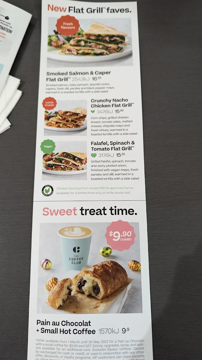 Menu, The Coffee Club