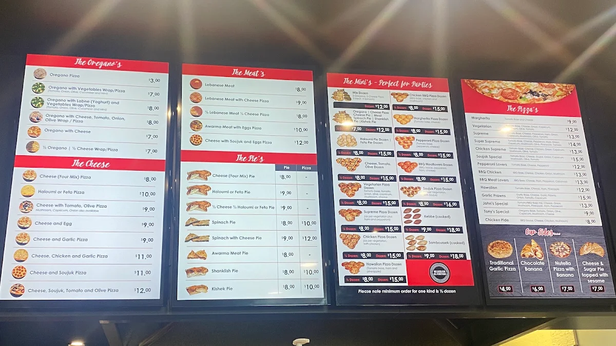 Menu, Hilltop Oven