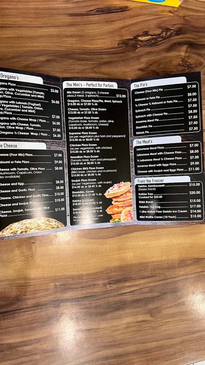 Menu, Hilltop Oven