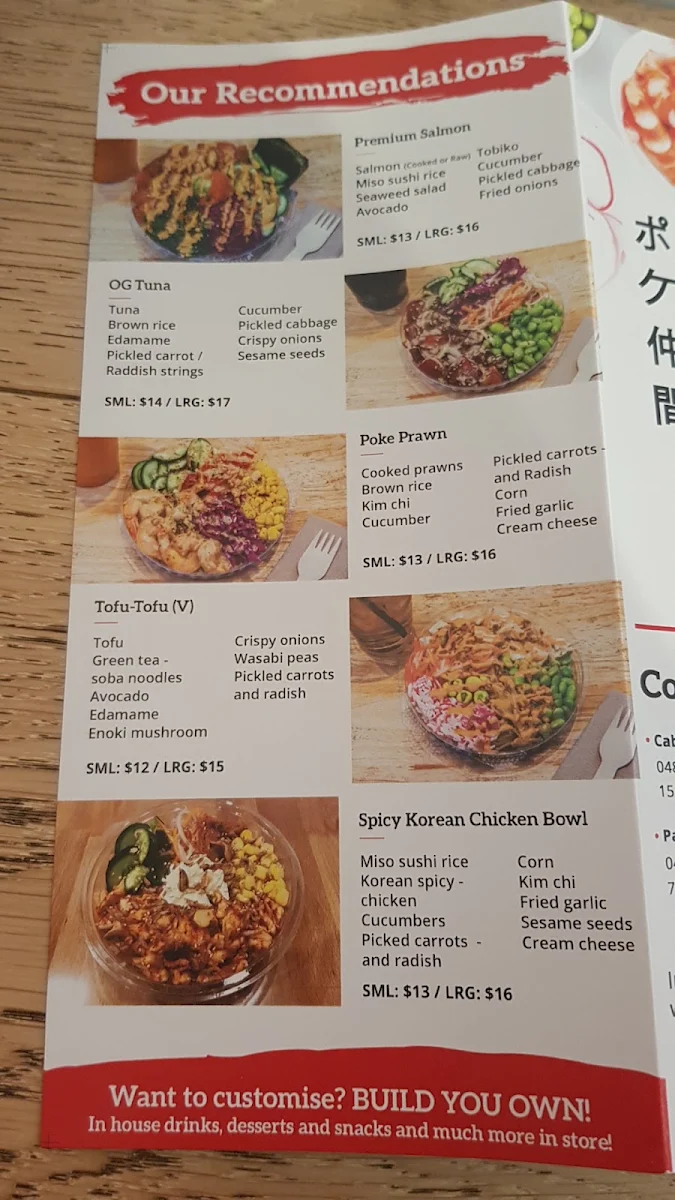 Menu, Poke Bros. Cabramatta