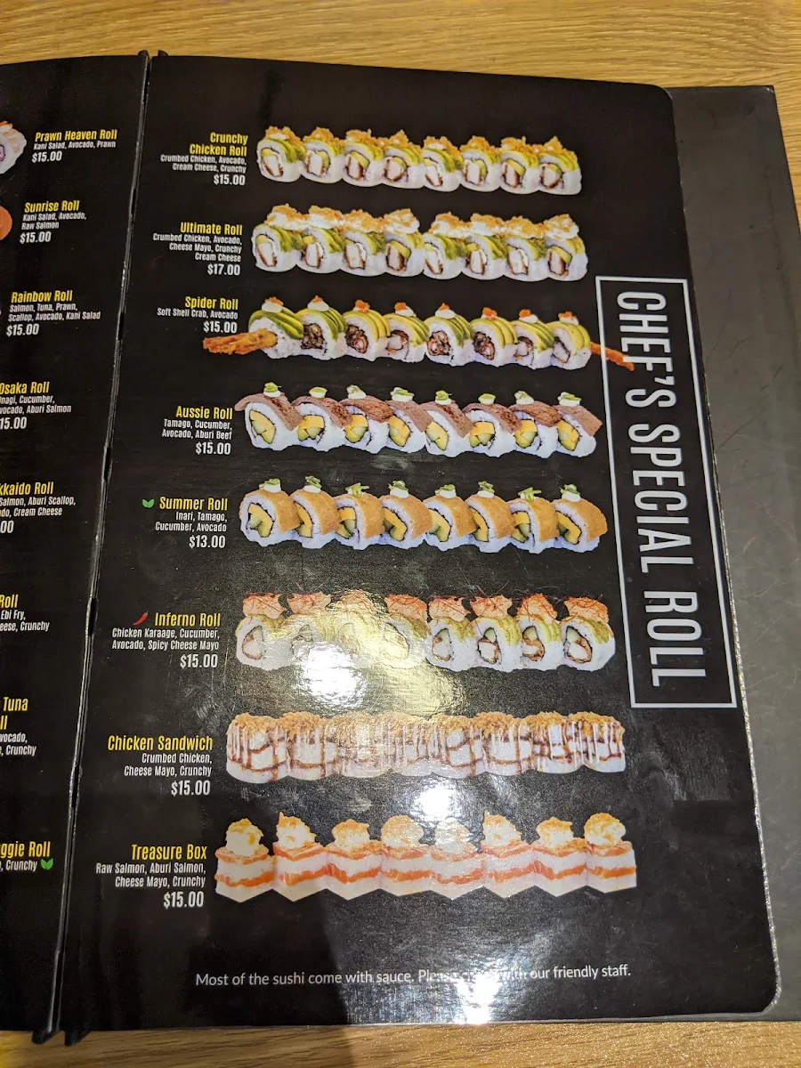 Menu, Flaming Sushi House