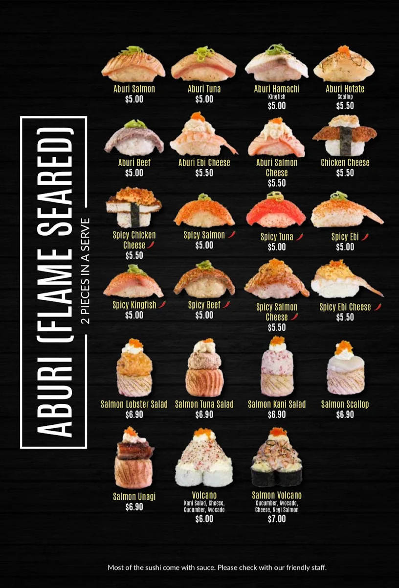 Menu, Flaming Sushi House