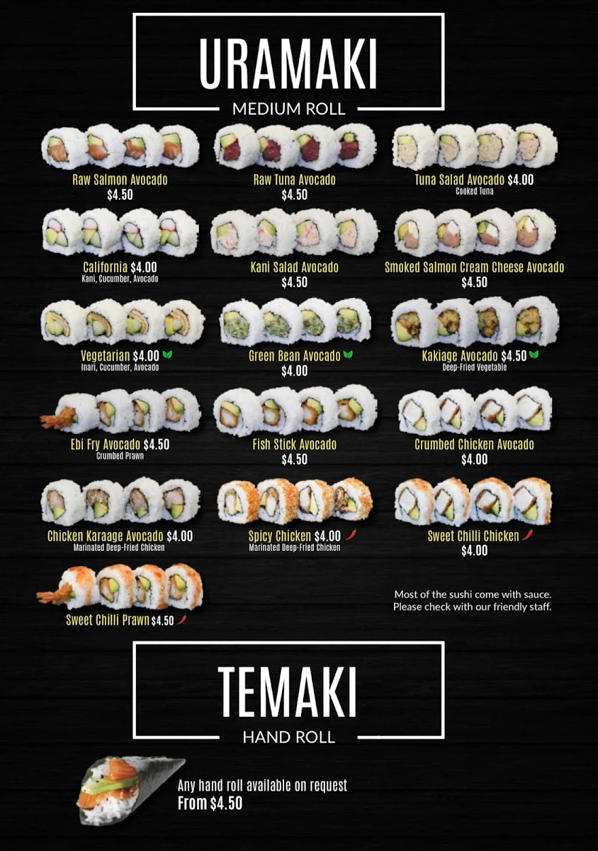 Menu, Flaming Sushi House