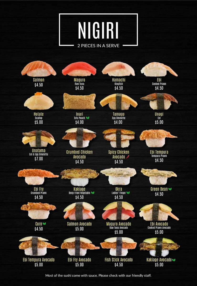 Menu, Flaming Sushi House