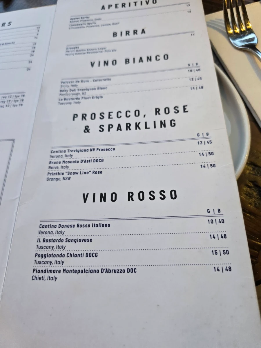 Menu, Frank's Pizza Bar Restaurant