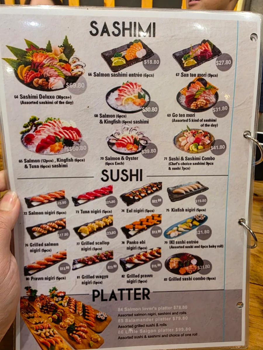 Menu, IKI Sushi & Grill