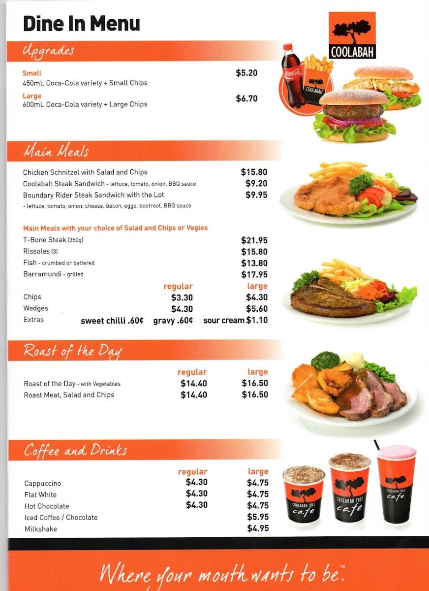 Menu, Coolabah Tree Cafe & Restaurant