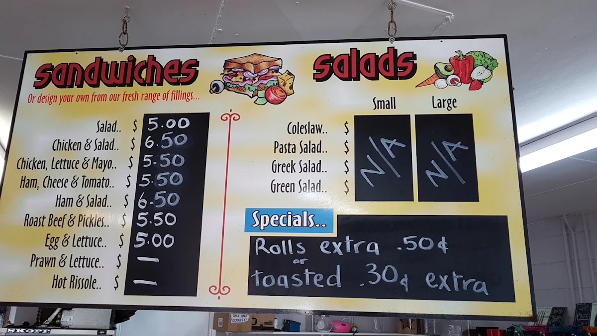 Menu, Cooke Park Cafe