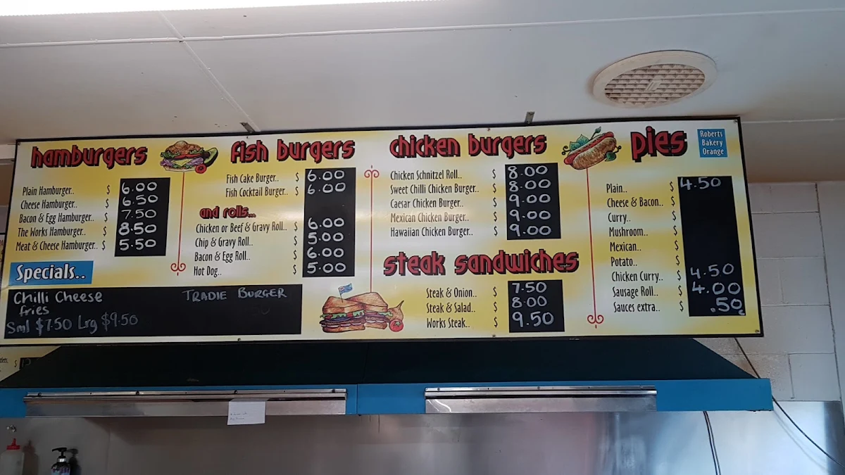 Menu, Cooke Park Cafe