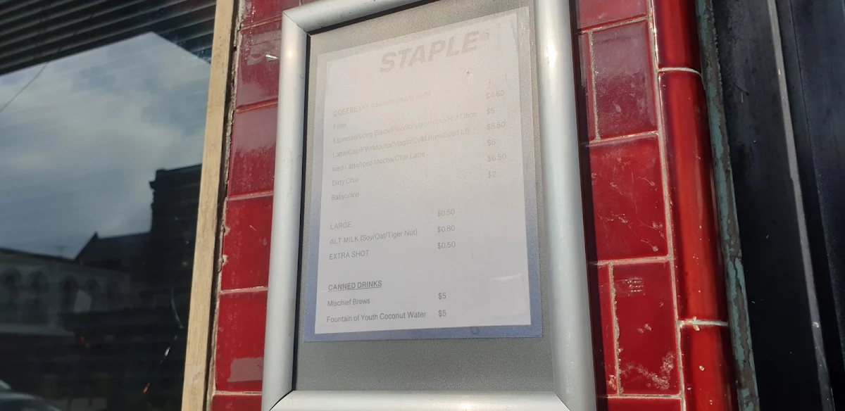 Menu, Staple Kitchen