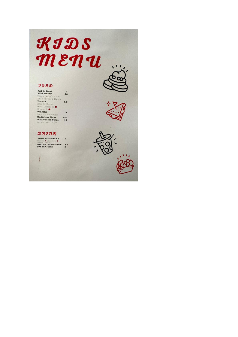 Menu, Gaffney St General
