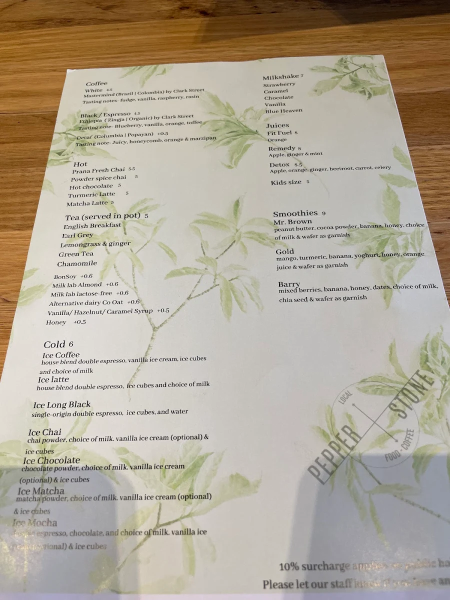 Menu, Gaffney St General