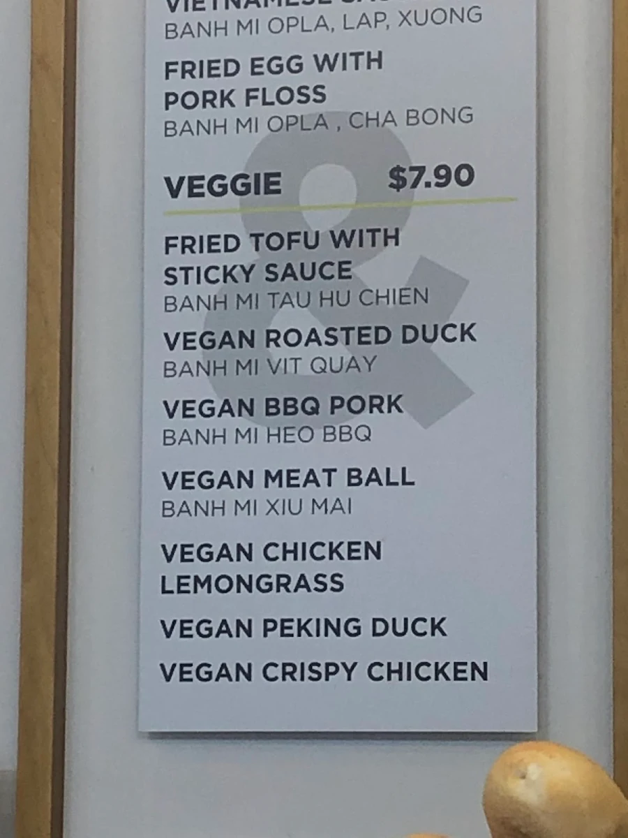 Menu, Mr & Mrs Banhmi