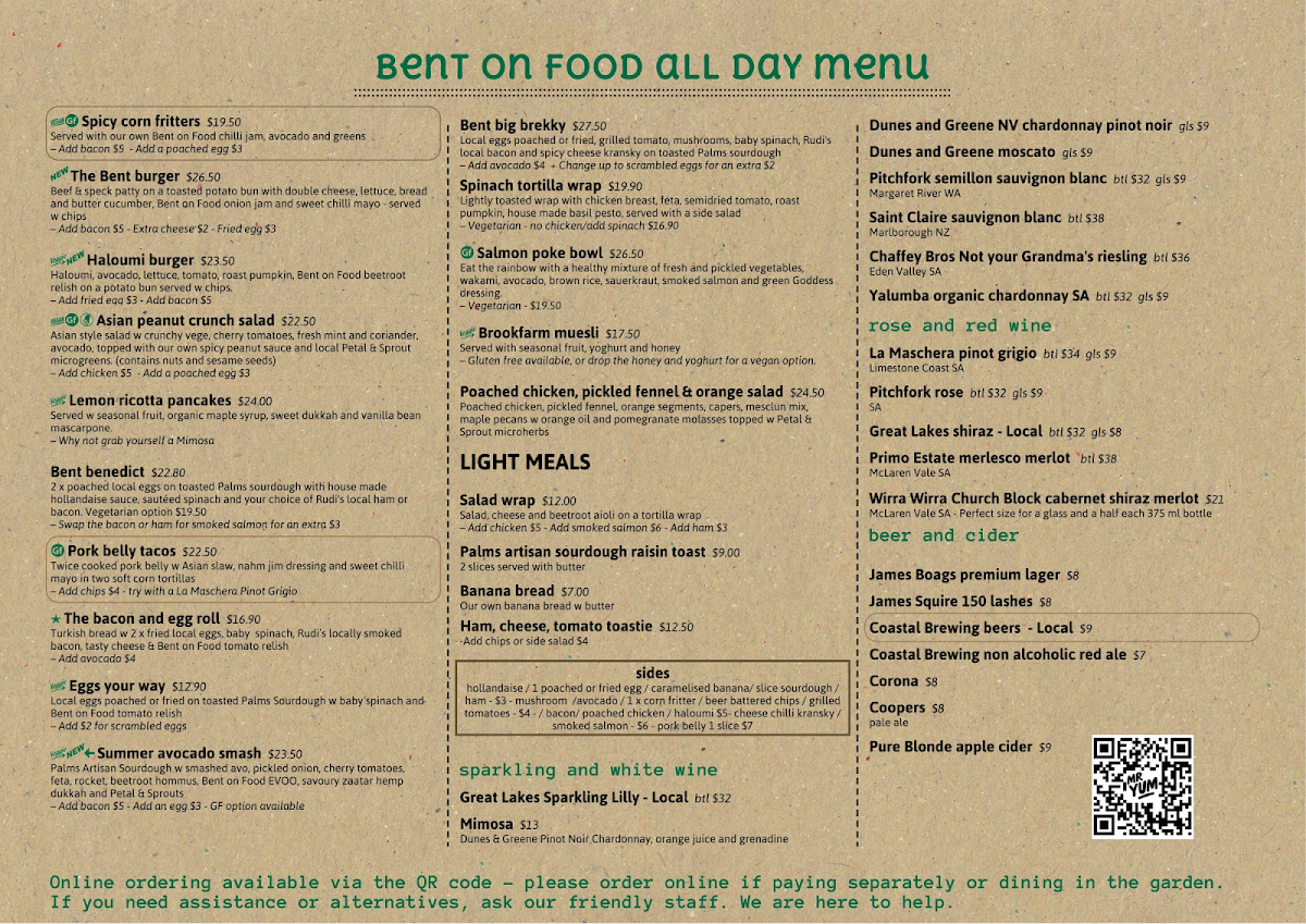 Menu, BENT ON FOOD
