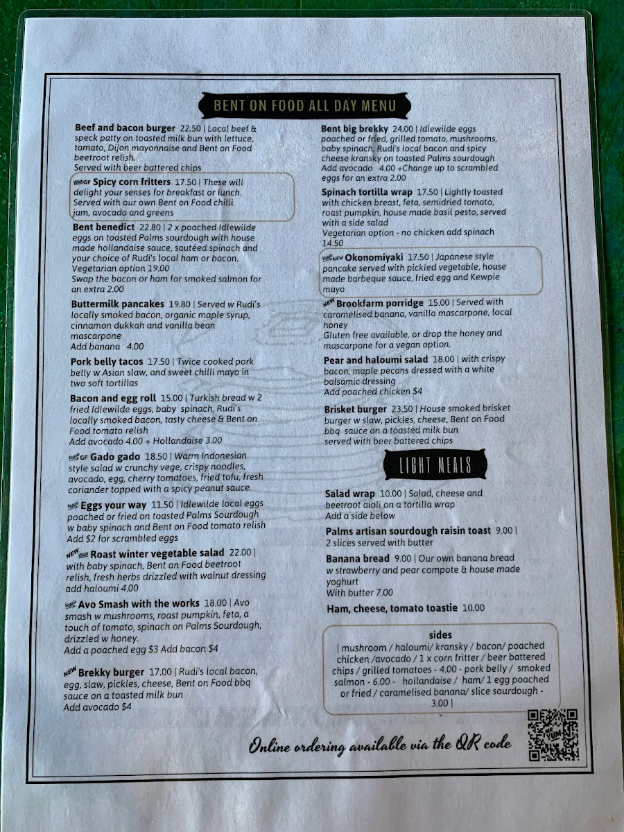 Menu, BENT ON FOOD
