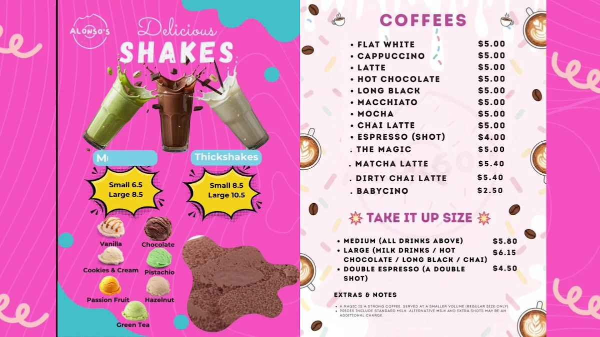 Menu, Alonso's Donuts