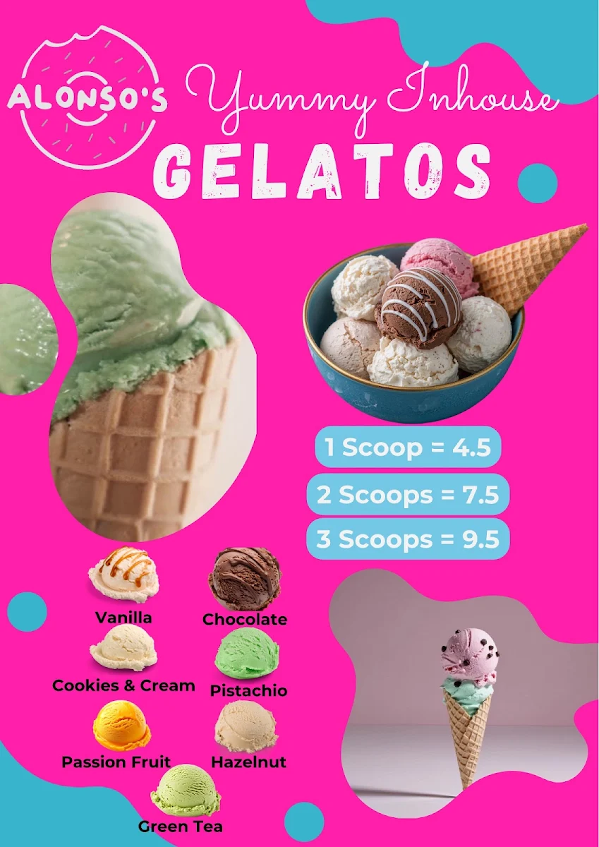 Menu, Alonso's Donuts