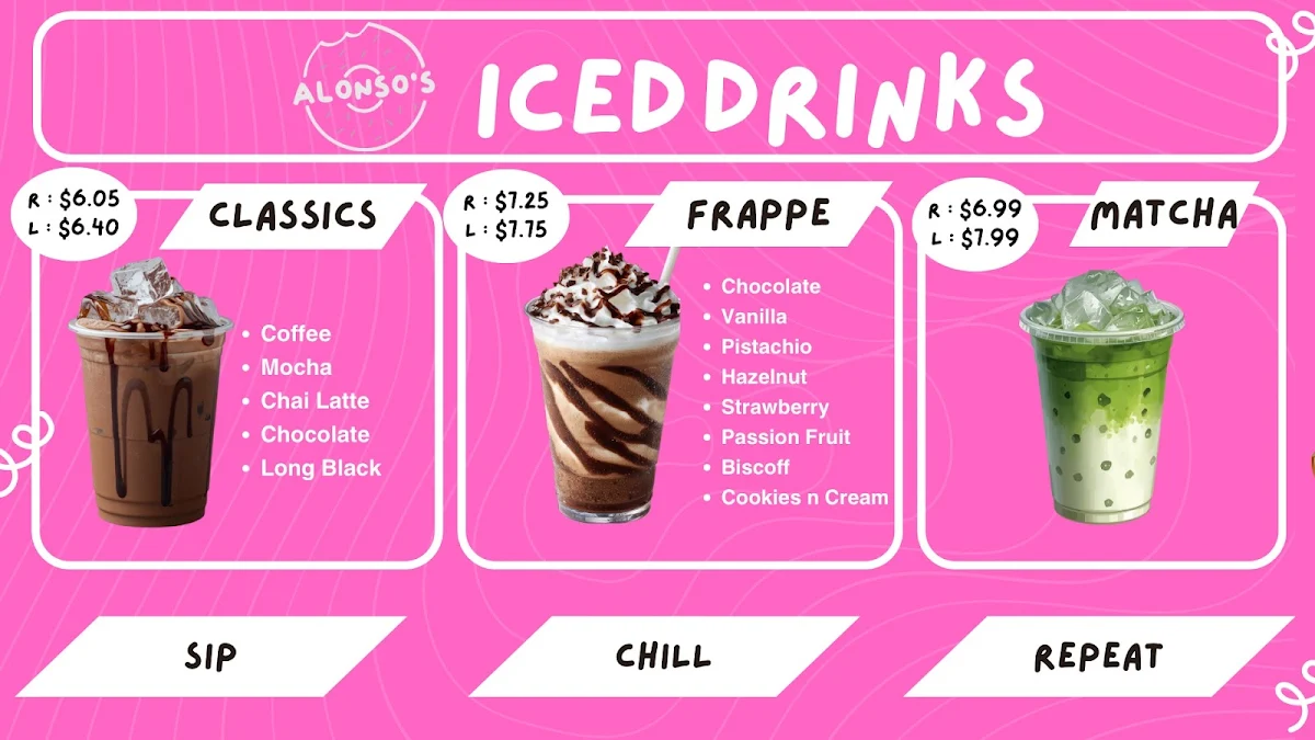 Menu, Alonso's Donuts