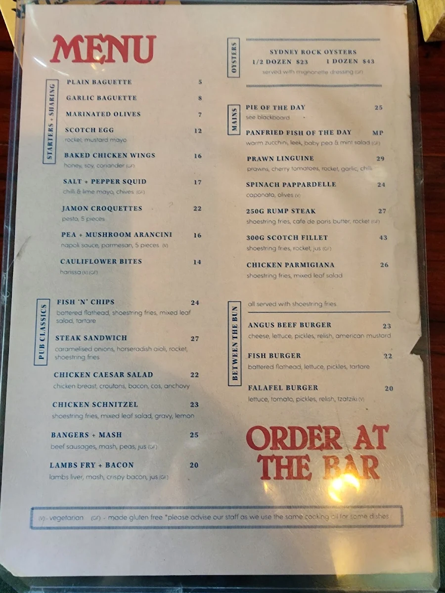 Menu, Lord Dudley Hotel