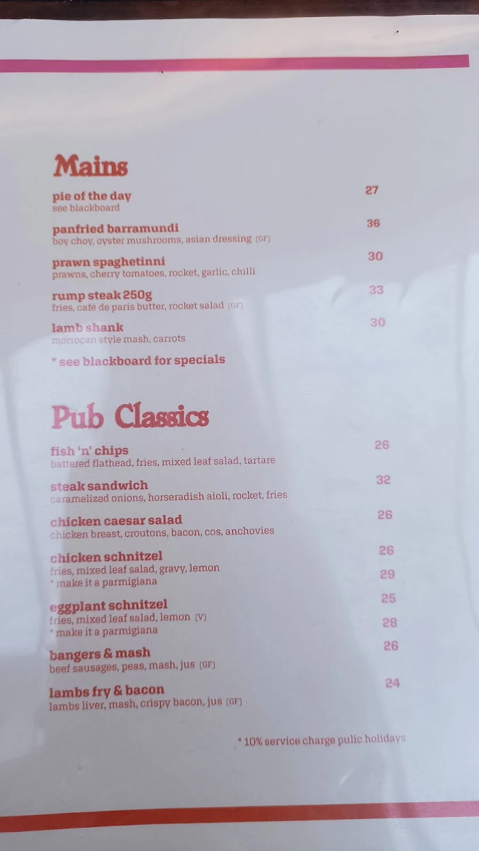 Menu, Lord Dudley Hotel