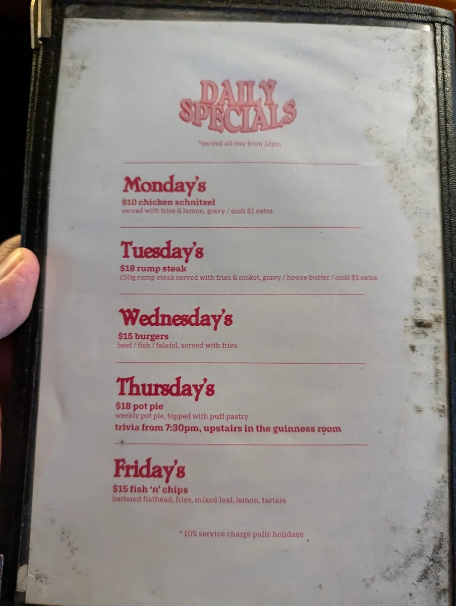 Menu, Lord Dudley Hotel