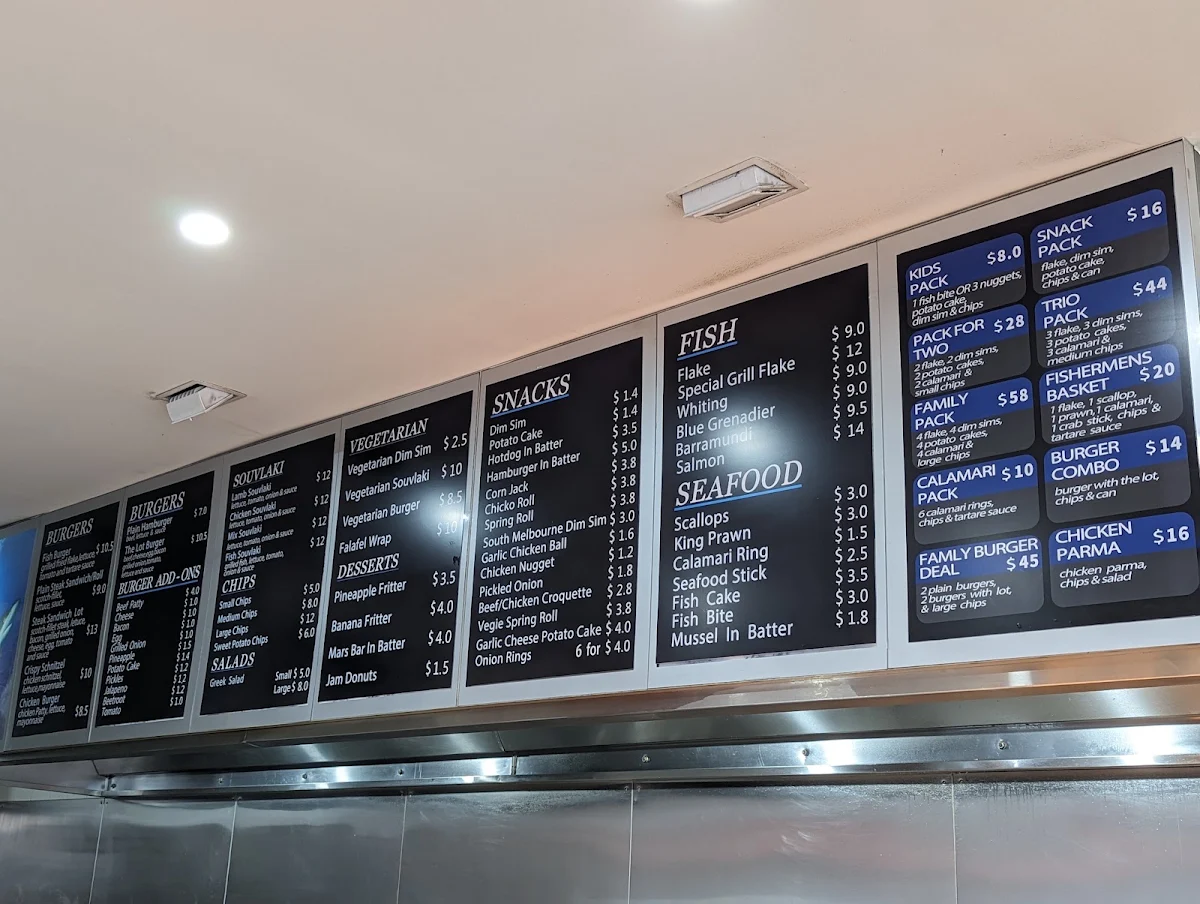 Menu, Broadway Fish & Chips Shop