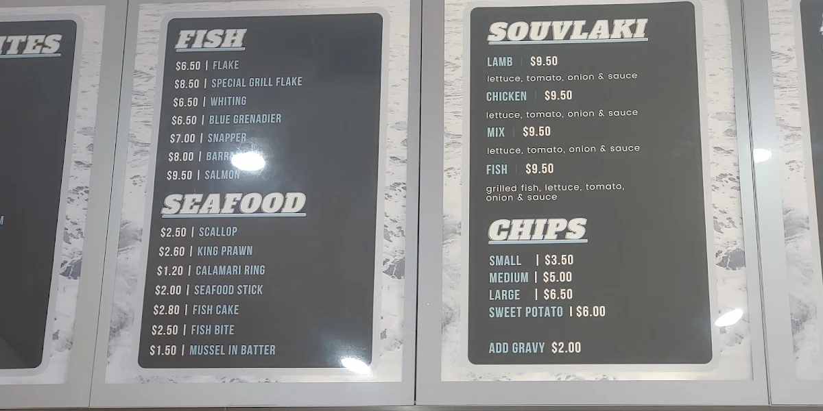 Menu, Broadway Fish & Chips Shop
