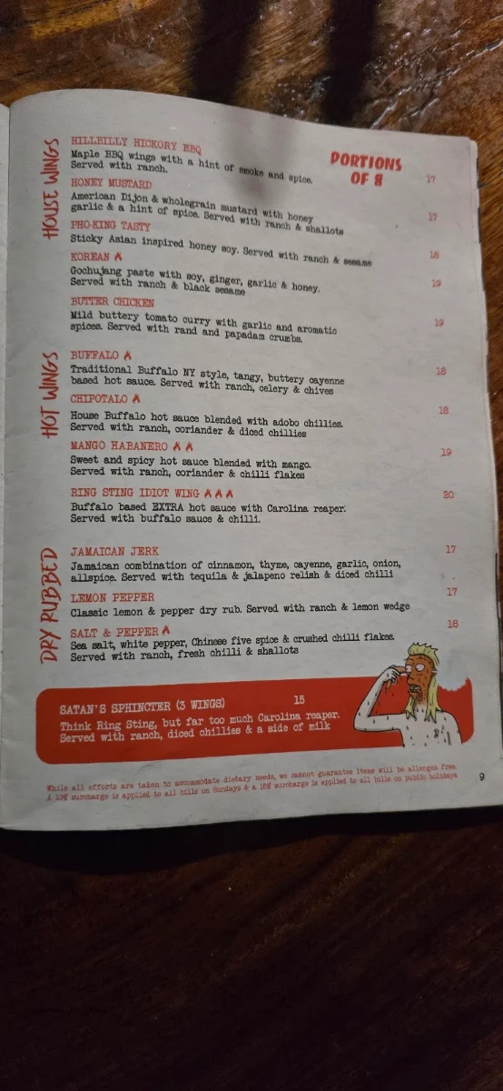 Menu, Chuck Trailer's Bondi Beach