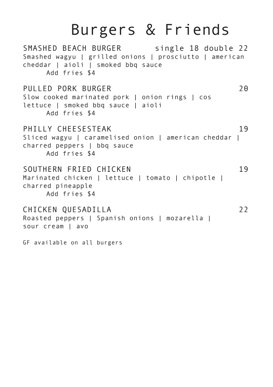 Menu, Park and Tide
