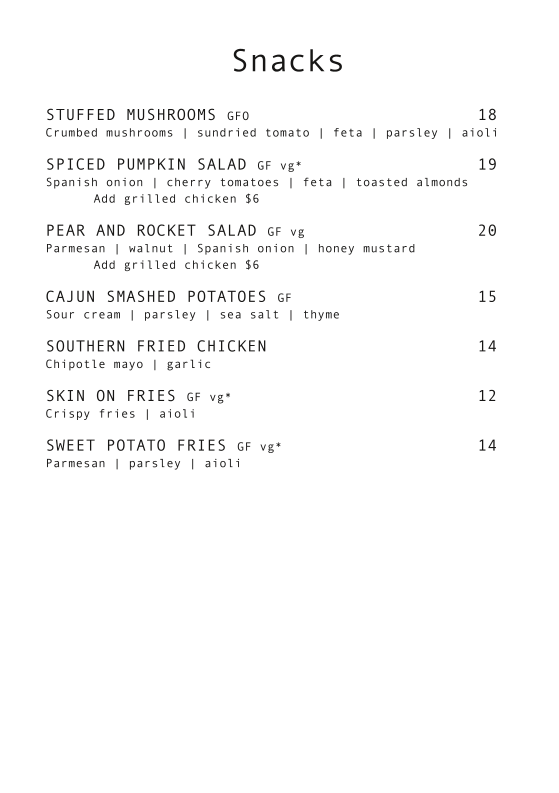 Menu, Park and Tide