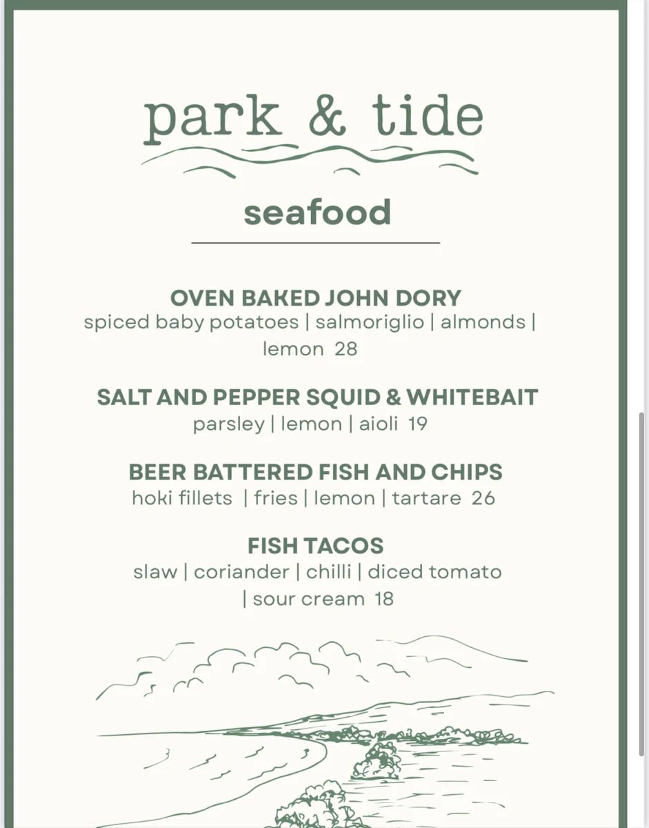 Menu, Park and Tide