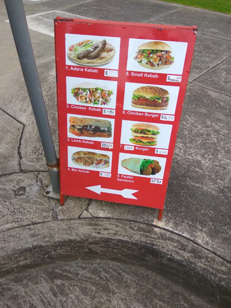 Menu, Zak's Kebabs