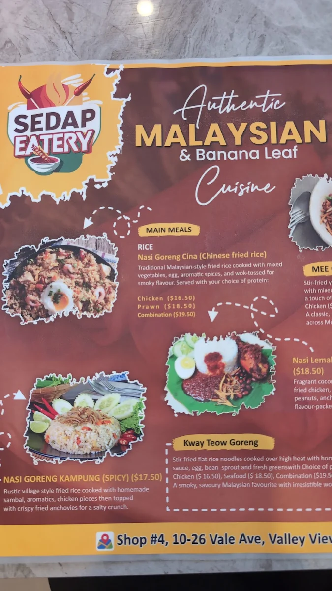 Menu, Sedap Eatery - Authentic Malaysian & Banana Leaf Cuisine