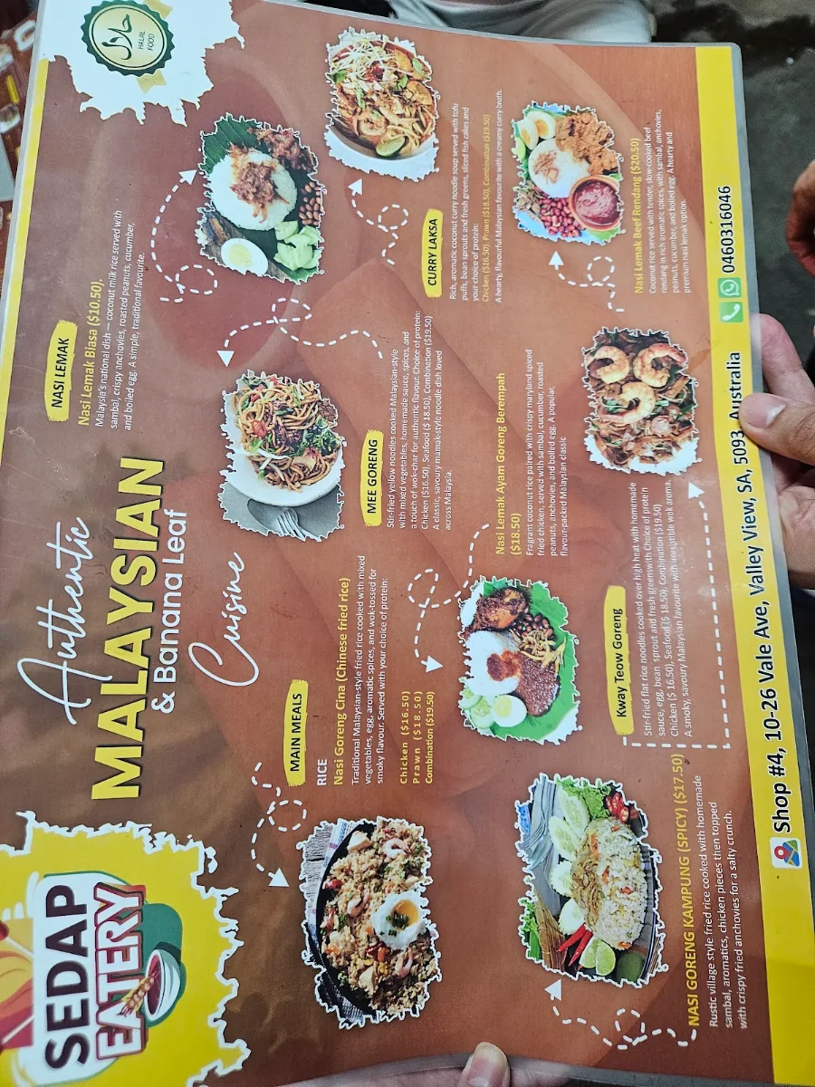 Menu, Sedap Eatery - Authentic Malaysian & Banana Leaf Cuisine