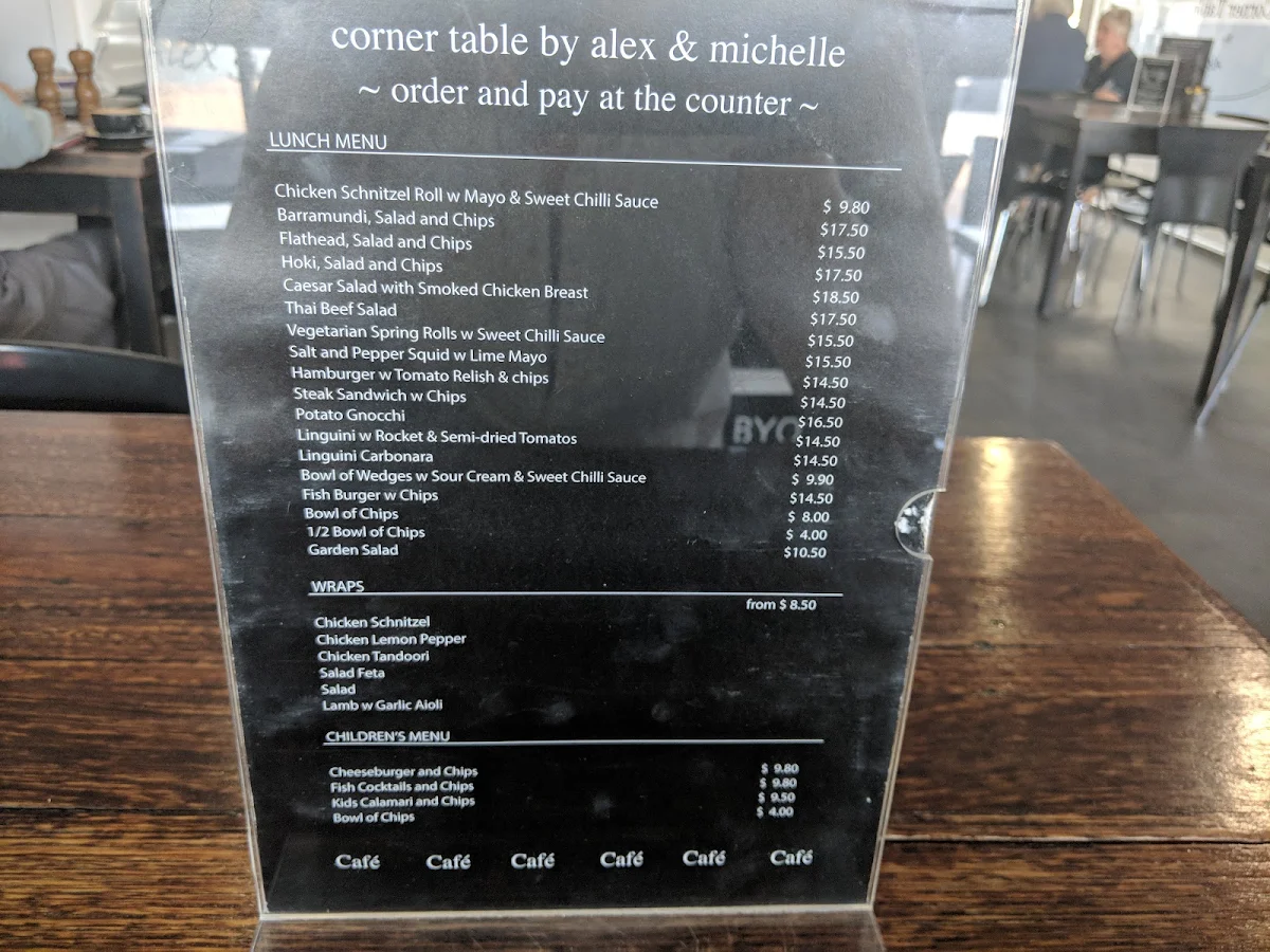 Menu, Corner Table Cafe by Alex & Michelle