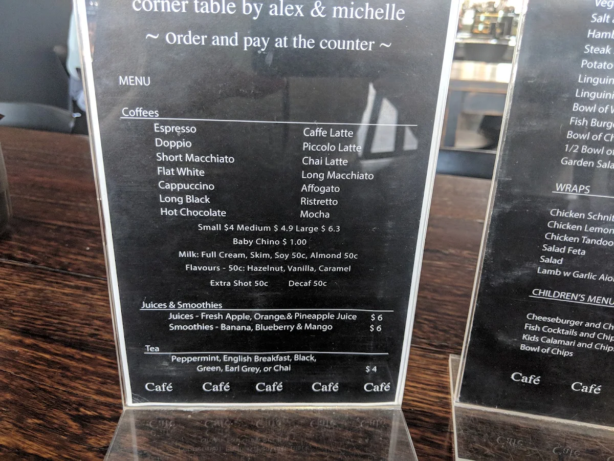 Menu, Corner Table Cafe by Alex & Michelle