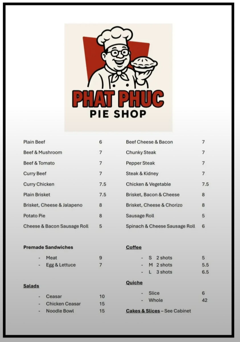Menu, Phat Phuc Pie Shop