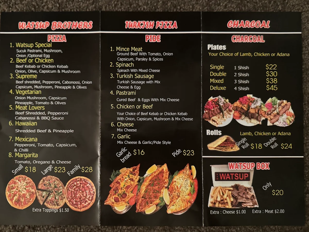 Menu, Watsup Brothers