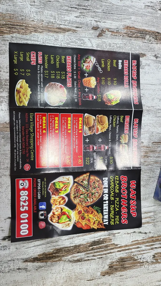 Menu, Watsup Brothers