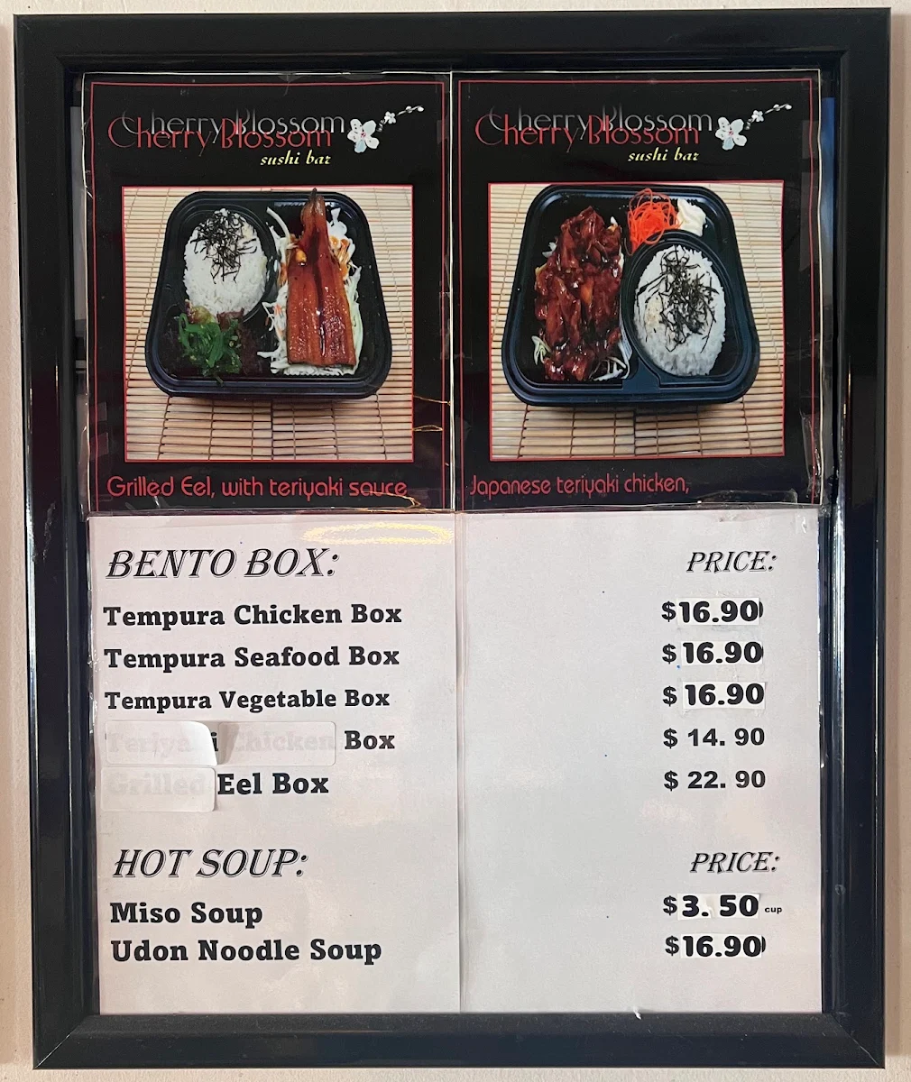 Menu, Cherry Blossom Sushi Bar