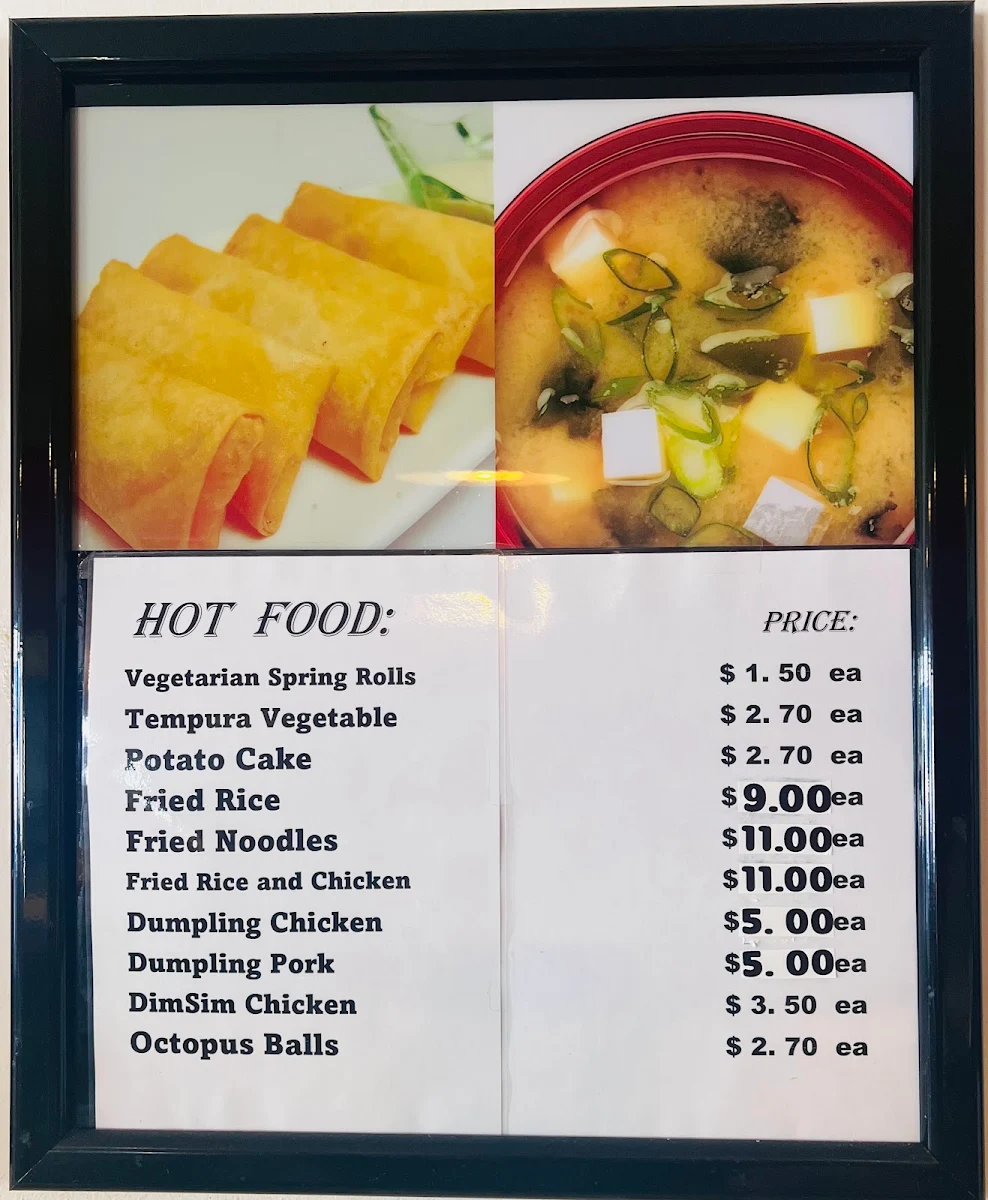 Menu, Cherry Blossom Sushi Bar